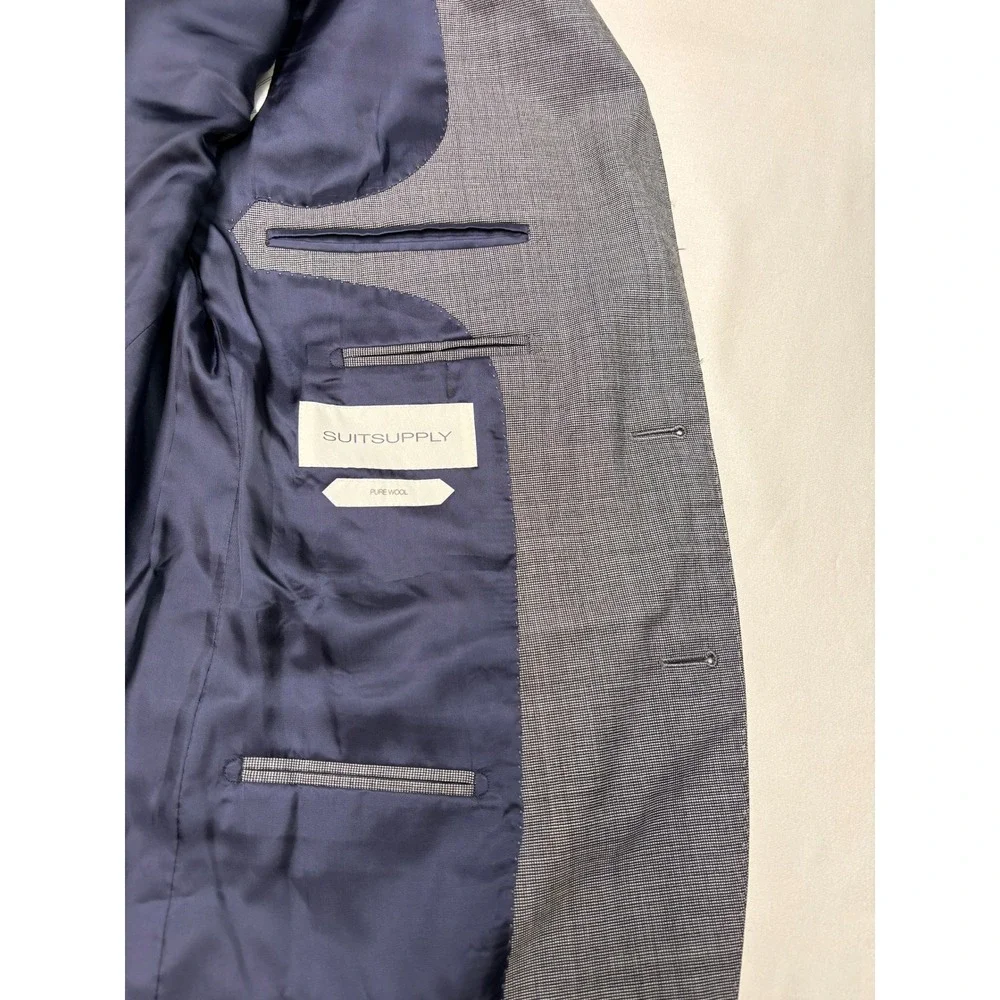 Suitsupply Lazio Slim Fit Blazer Grey Vitale Barberis Canonico Wool Mens 36R 46